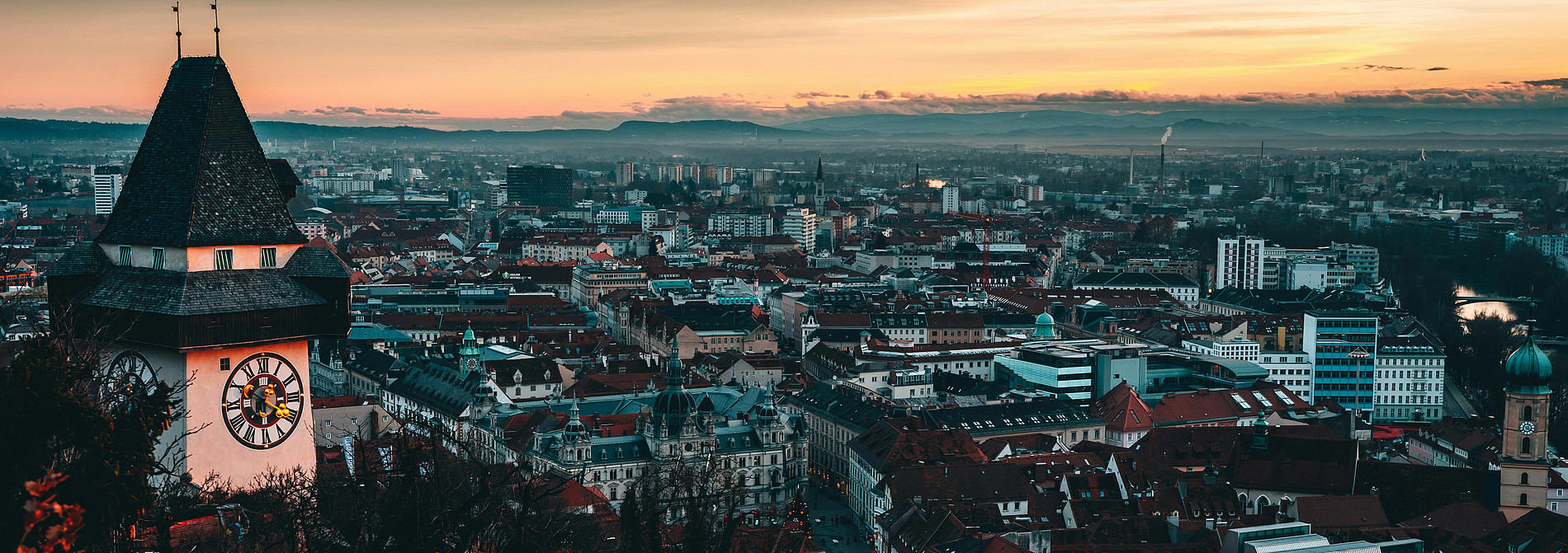 Stadt Graz vom Schlossberg aus. Foto: Pexels/Chris 
