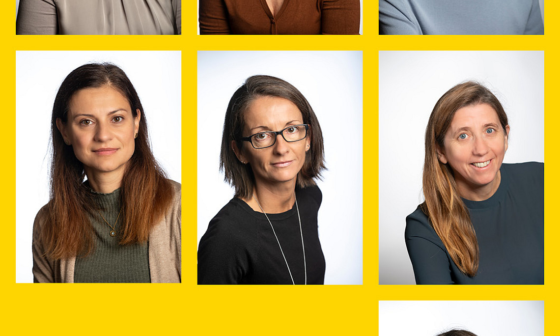 Brigitte Pertschy, Dagmar Zweytick, Ellen Zechner (obere Reihe v.l.), Martina Schweiger, Mélanie Hall, Monika Oberer (mittlere Reihe v.l.) und Tea Pavkov-Keller sind die acht Forscherinnen, die als Vollmitglieder Teil des Profilbereichs BioHealth sind. Alle Fotos: Uni Graz/Lunghammer. 