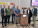 The Time Wheel and the team behind the project: Kurt-Martin Lugger, Robert Holzapfel, Andreas Golob, Franz-Thomas Stelzel and Christine Rigler (from left) with Rector Peter Riedler