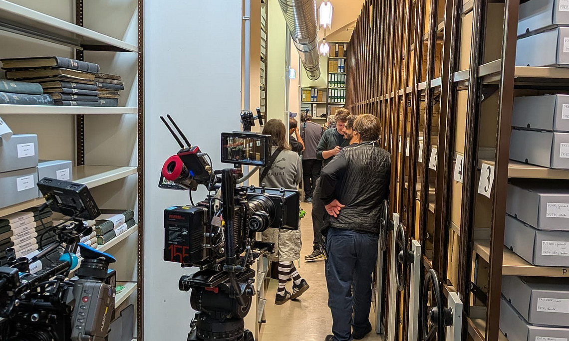 Filmdreh im großen Depot