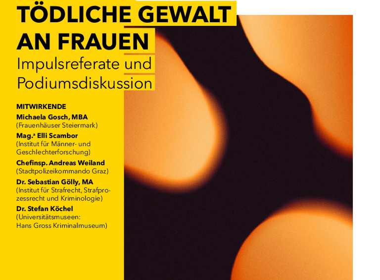 Plakat mitsamt Mitwirkender der Universitätsmuseen-Veranstaltung "Gewalt an Frauen"