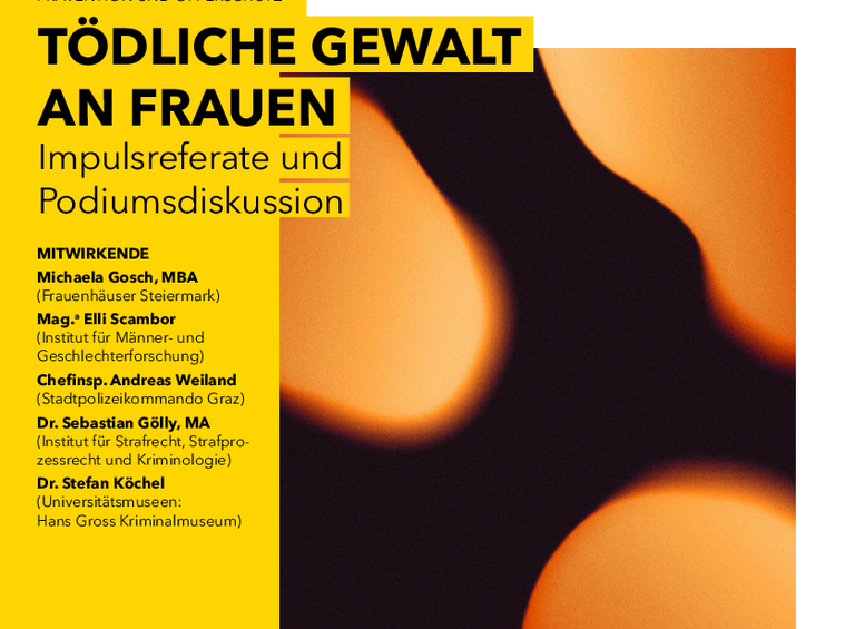 Plakat mitsamt Mitwirkender der Universitätsmuseen-Veranstaltung "Gewalt an Frauen"