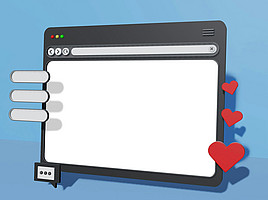 An empty browerswindows with Chatbubbles and Hearts on the Side 