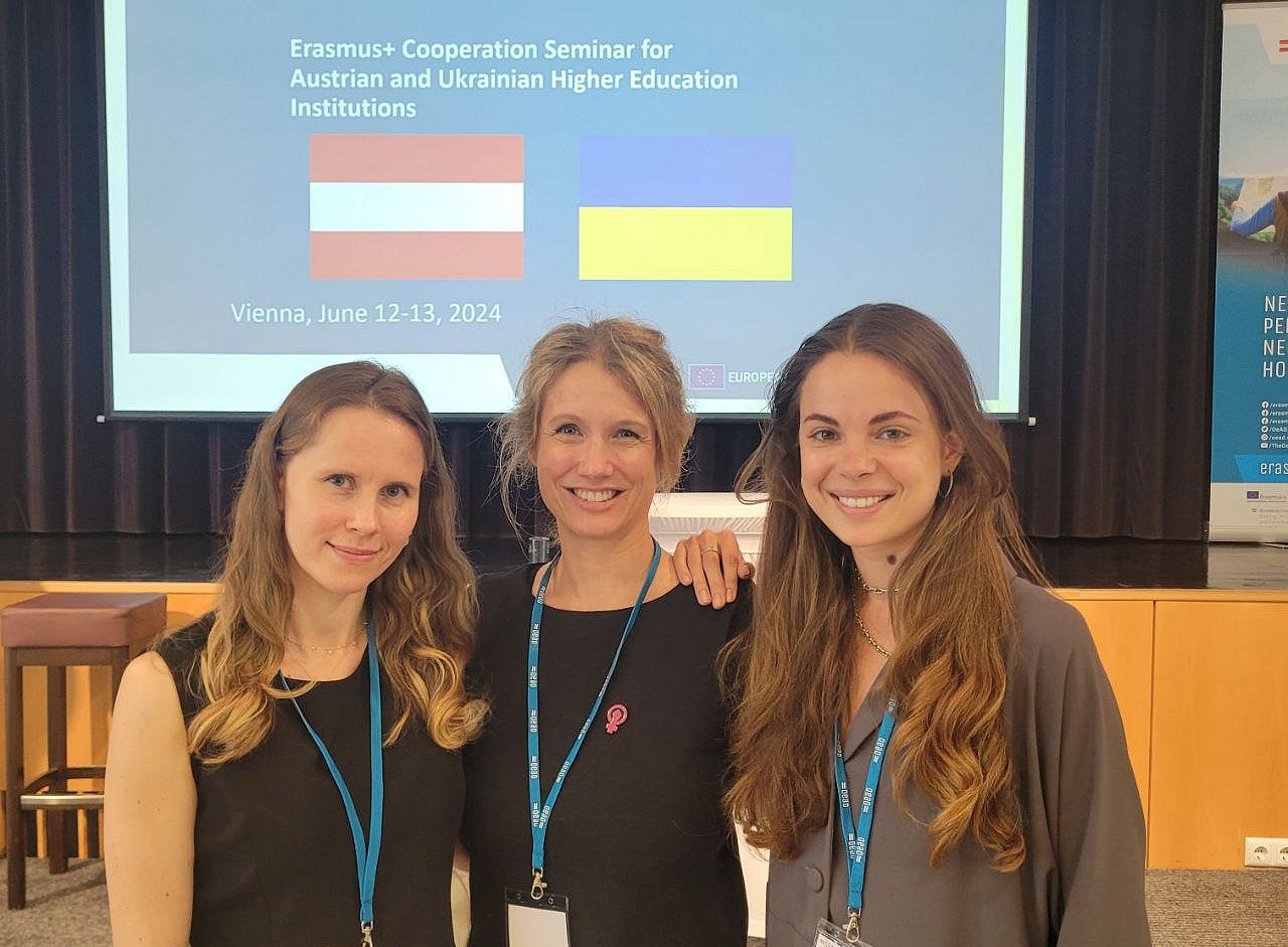 Lisa Heschl (Uni Graz), Svitlana Andreichenko (Uni Graz) und Veronika Kulaga (OeAD) 