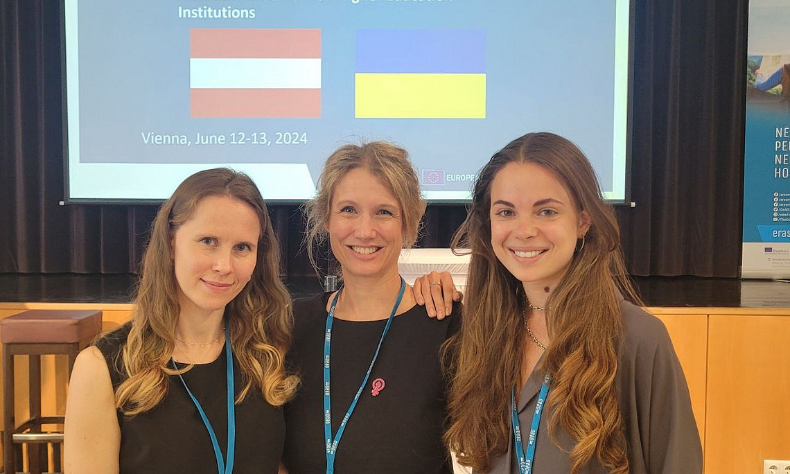 Lisa Heschl (Uni Graz), Svitlana Andreichenko (Uni Graz) und Veronika Kulaga (OeAD)