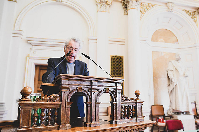 Bundespräsident a. D. Heinz Fischer, ein Kenner der Österreichischen Bundesverfassung, hielt den Festvortrag zum Jubiläum. Fotos: Uni Graz/Tzivanopoulos
