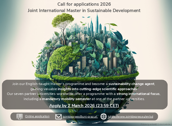 call for applications 2026 for the joint international master in sustainable development ©IRO / Uni Graz