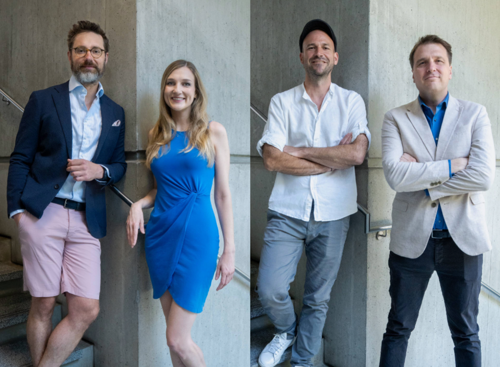 Unsere Forschungspreisträger*innen 2024: Lorin-Johannes Wagner, Elisabeth Paar, Maximilian Lakitsch und Benedikt Harzl (v.l.n.r.), (c) Uni Graz/Nedovic ©Uni Graz/Nedovic