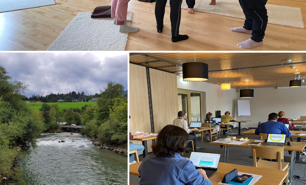 Collage of pictures from retreat, Stadlbauer, Uni Graz