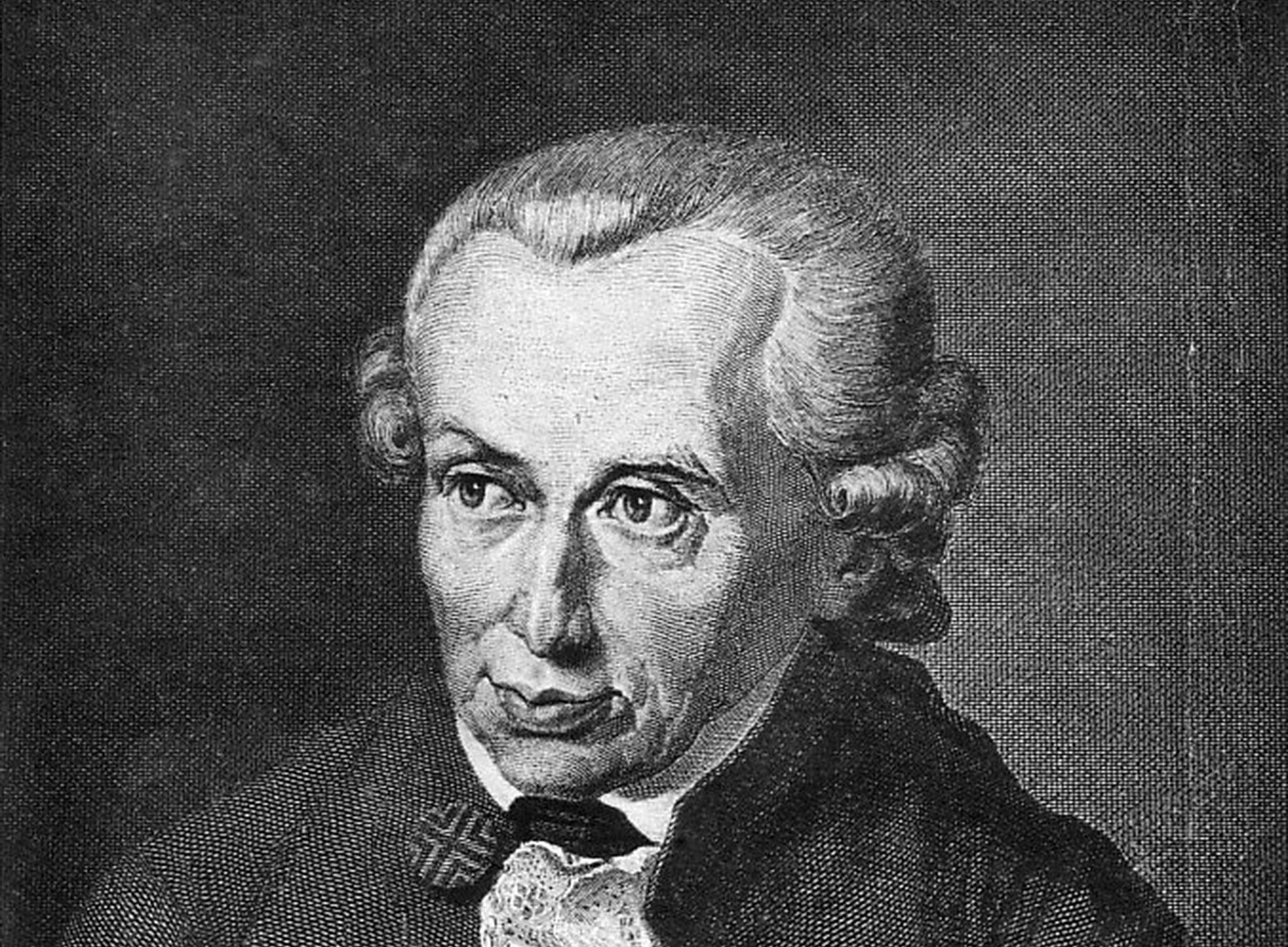 Immanuel Kant mit Perücke, Portrait schwarz-weiß 