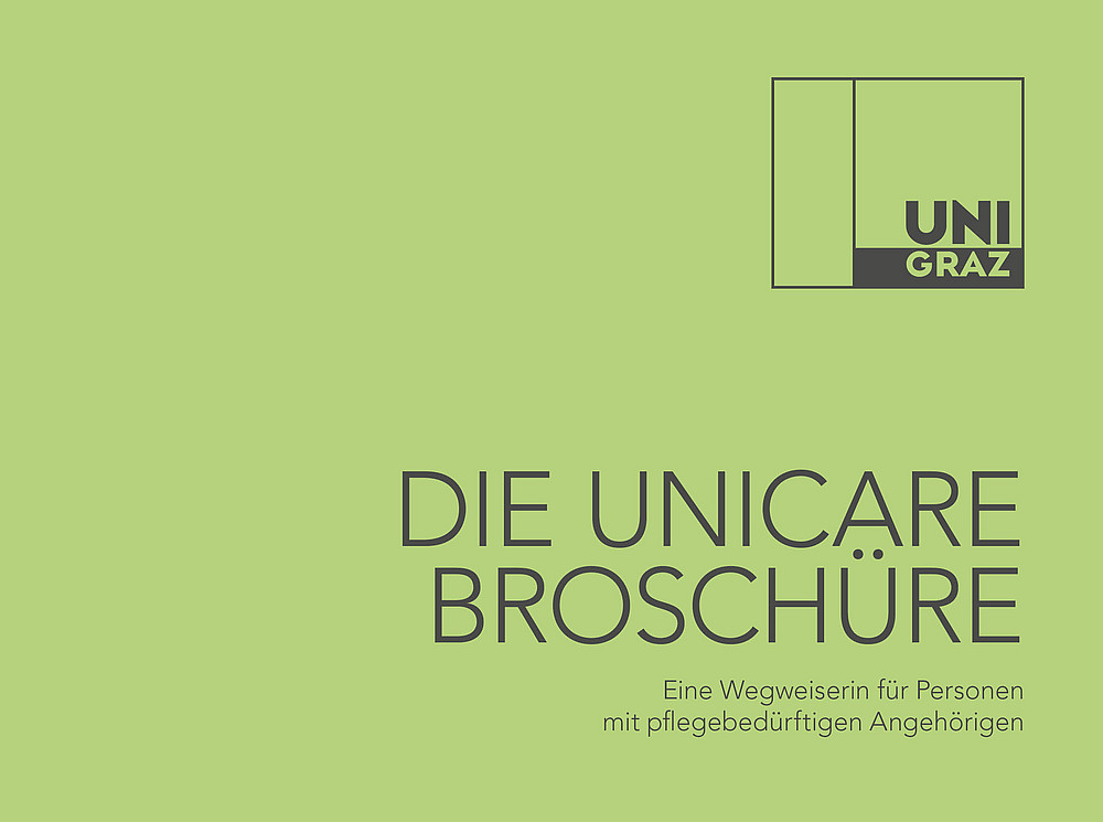 Cover grüne unicare Broschüre für Pflege ©Uni Graz