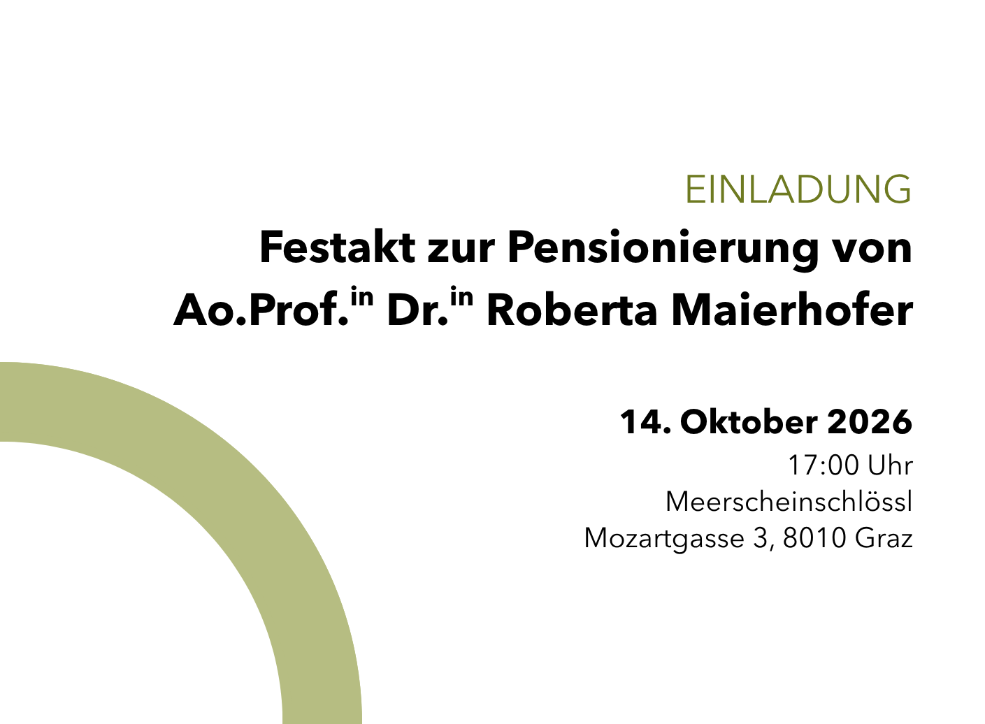 Banner Festakt Roberta Maierhofer 