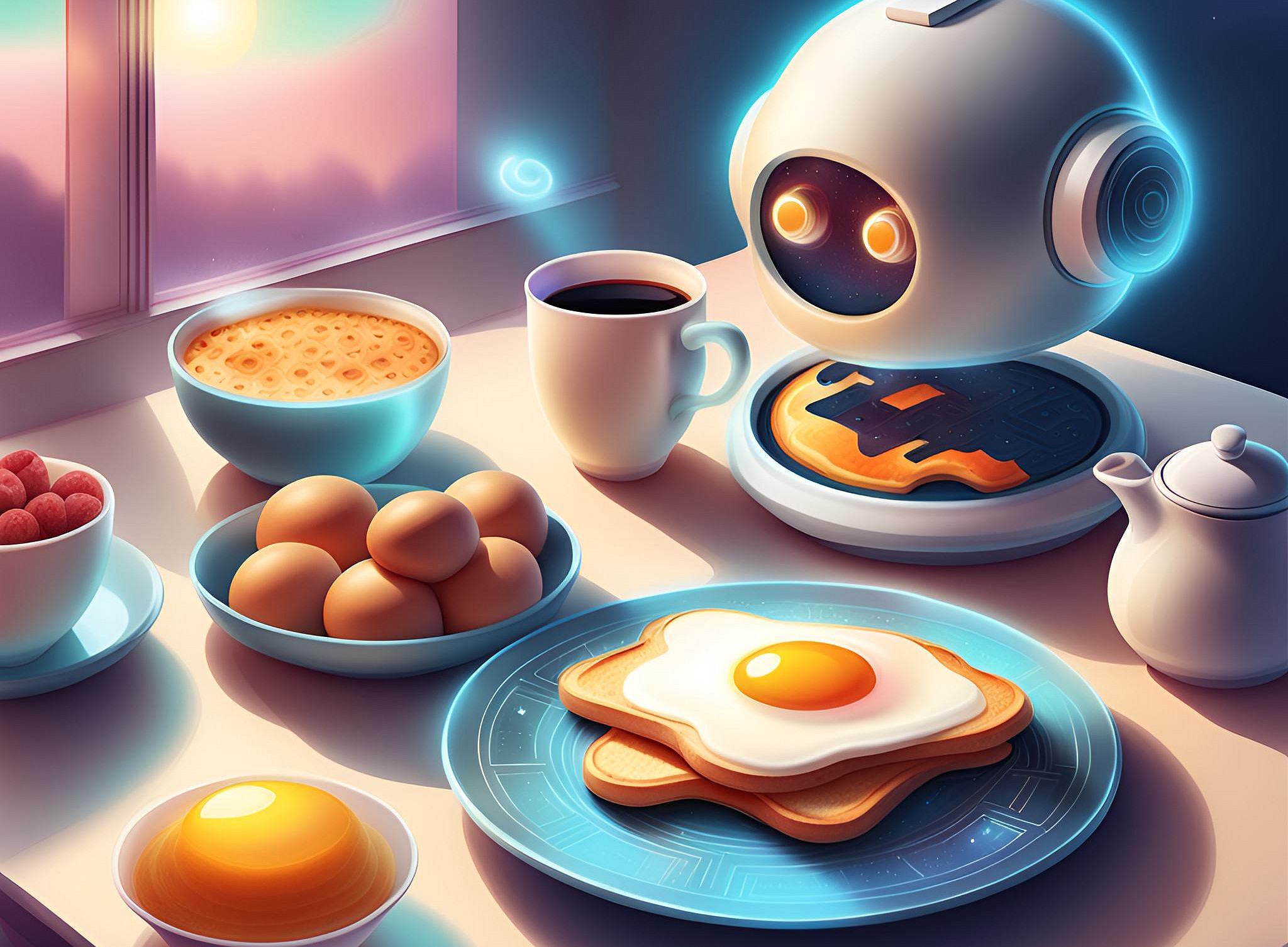 Frühstück-Sujet mit Roboter 