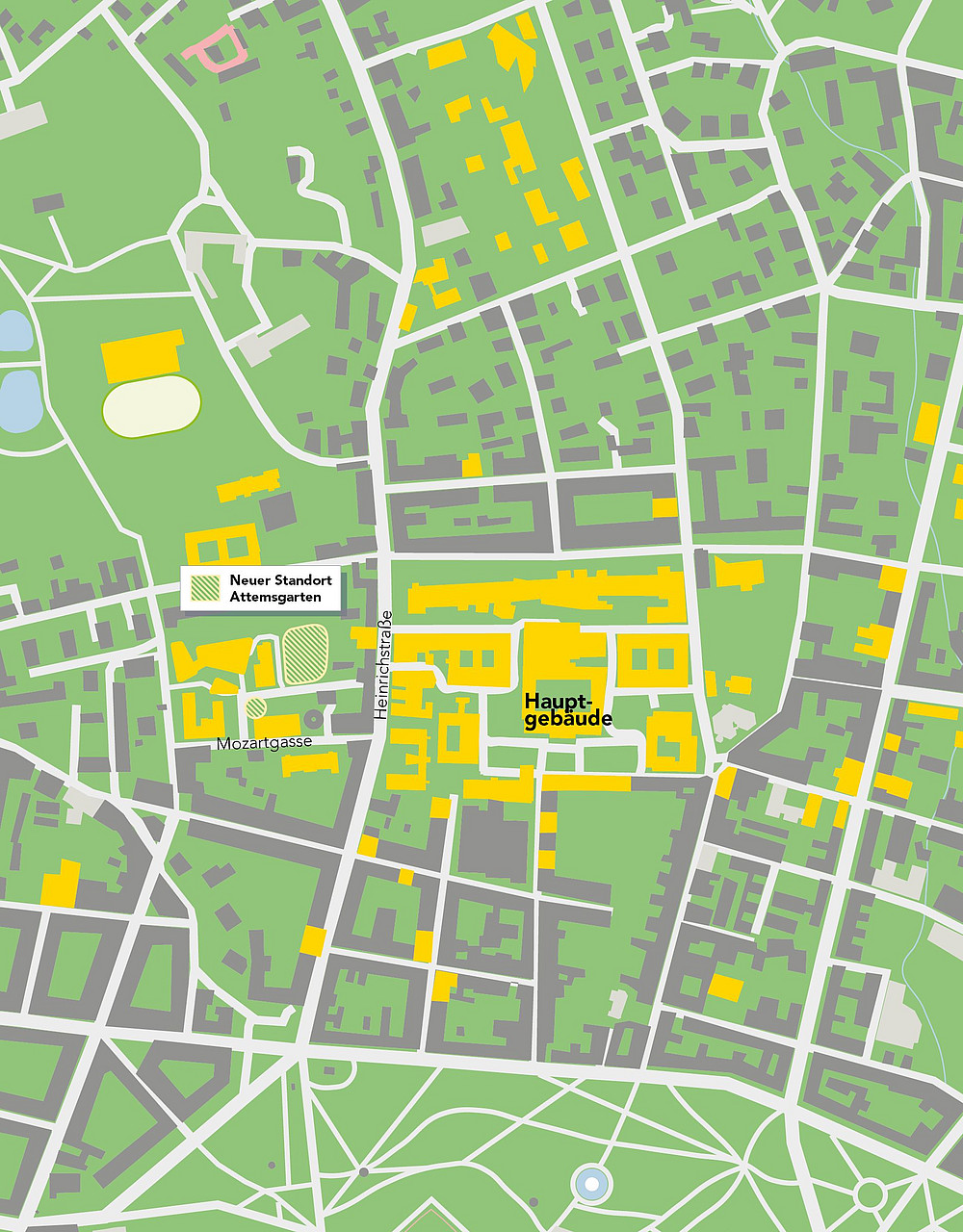 Der neue Standort des Attemsgarten am Campusplan 