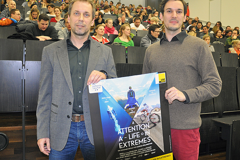 Extreme als Phänomene: Sportwissenschafter Gerhard Tschakert (links) und Regisseur Sascha Köllnreitner, Foto: Uni Graz/Schweiger