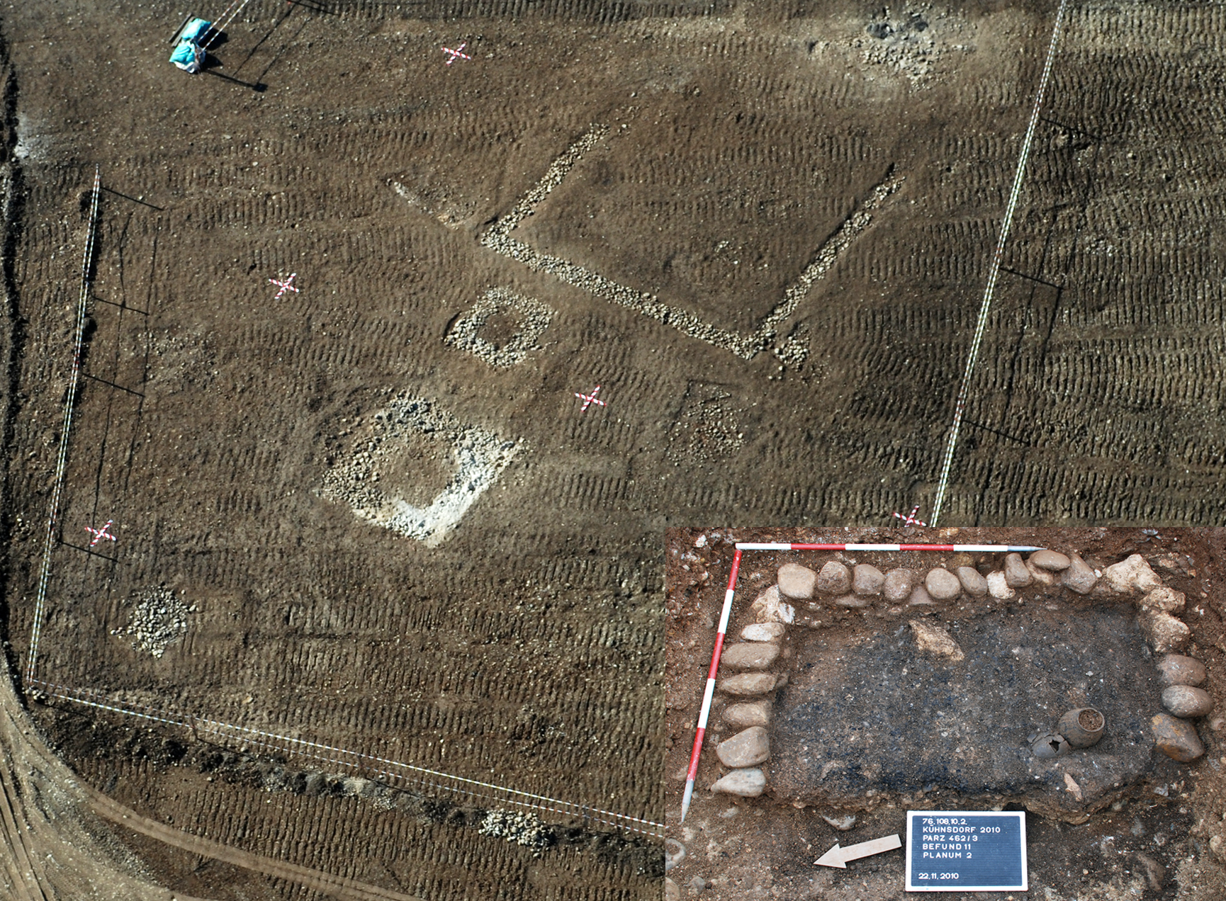 Bestattung ©Julia Rabitsch, Universität Innsbruck unter Verwendung von Fotos des Archäologischer Dienst Kärntens (ADK)