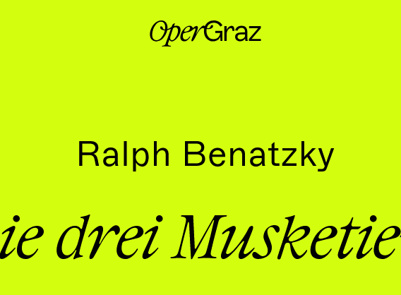 Oper für alle - Die drei Musketiere vor gelbem Hintergrund 