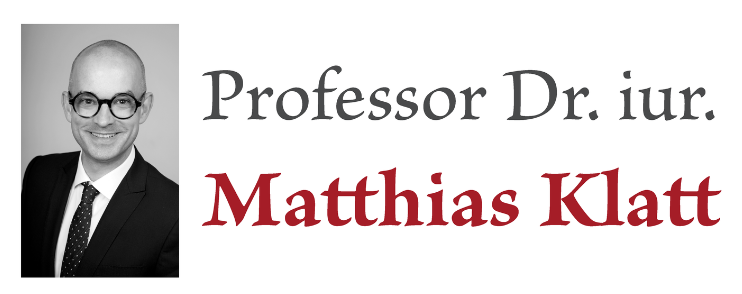 Banner mit Portrait von Prof. Klatt und dem Schriftzug "Professor Dr. iur. Matthias Klatt", Jurisprudence Graz ©Team GJ