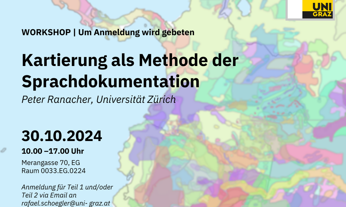 Ankündigungstext vor farbkodierter Karte