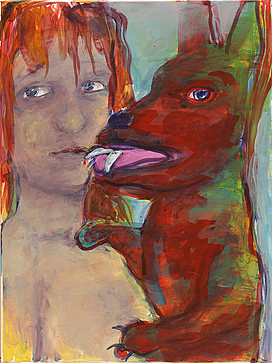 Anne Lückl, o. T. (oder: Beste Freunde), 2020 (Acryl auf Leinwand, 70 x 50 cm)