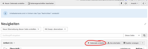Ein Screenshot des Backends von Typo3 