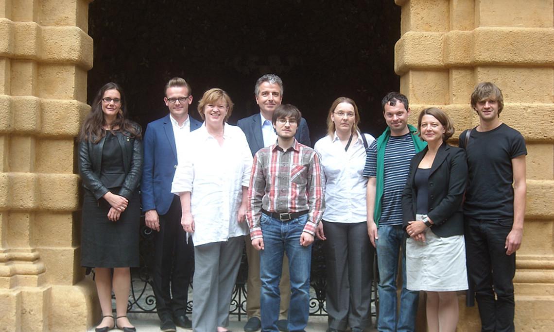 Die TeilnehmerInnen des Workshops: Dagmar Probst, Paul Schuster, Susanne König-Lein, Edgar Lein, Bernhard Kjölbye, Barbara Murovec, Franci Lazarini, Polona Vidmar und Gorazd Bence (v.l.). Nicht im Bild sind: David Hobelleitner, Tanja Martelanc, Ulrich B