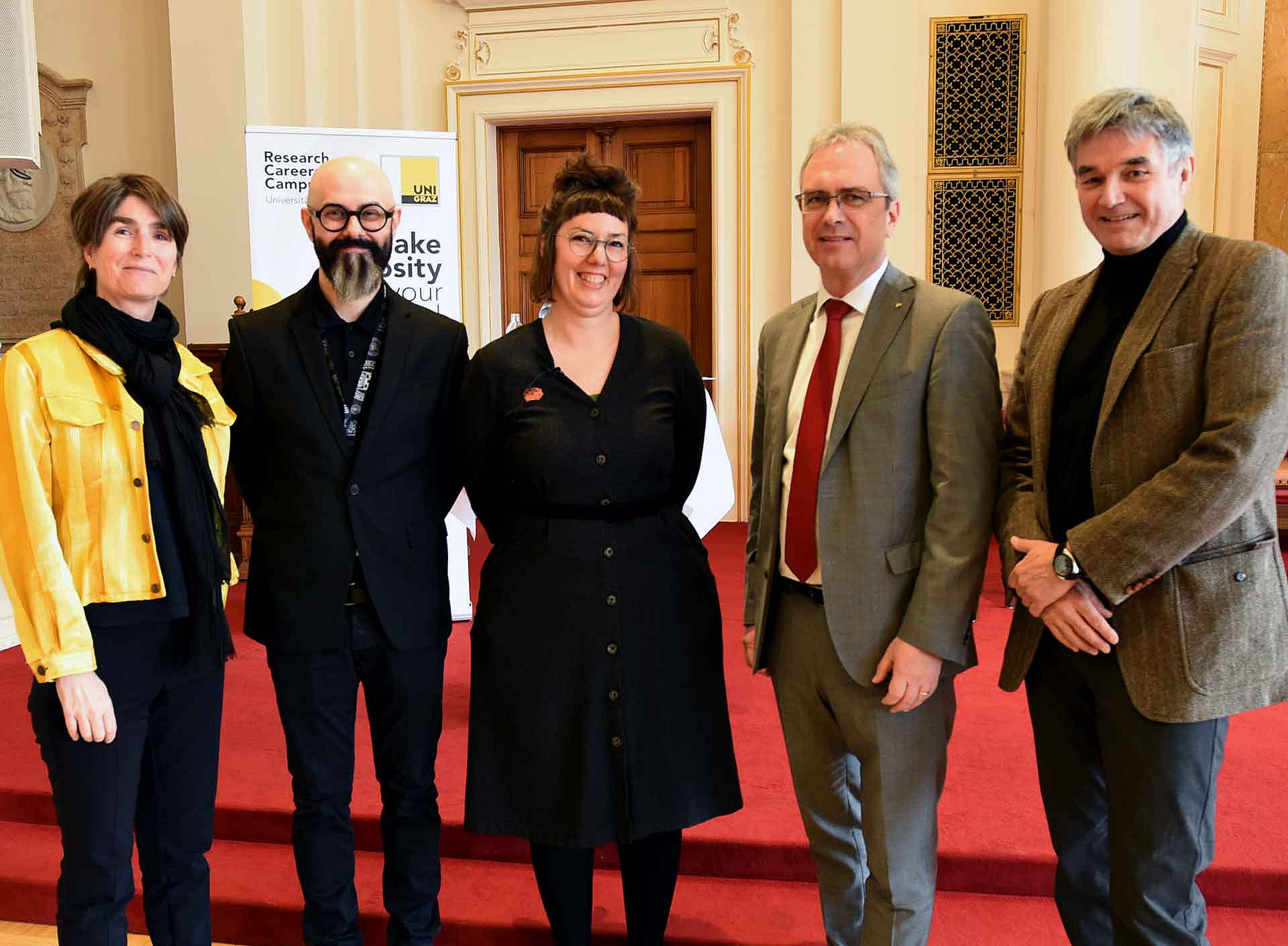 Mireille van Poppel, Gerald Lind, Johanna Stadlabuer, Peter Riedler und Joachim Reidl (v. l.) ©Uni Graz/Schweiger
