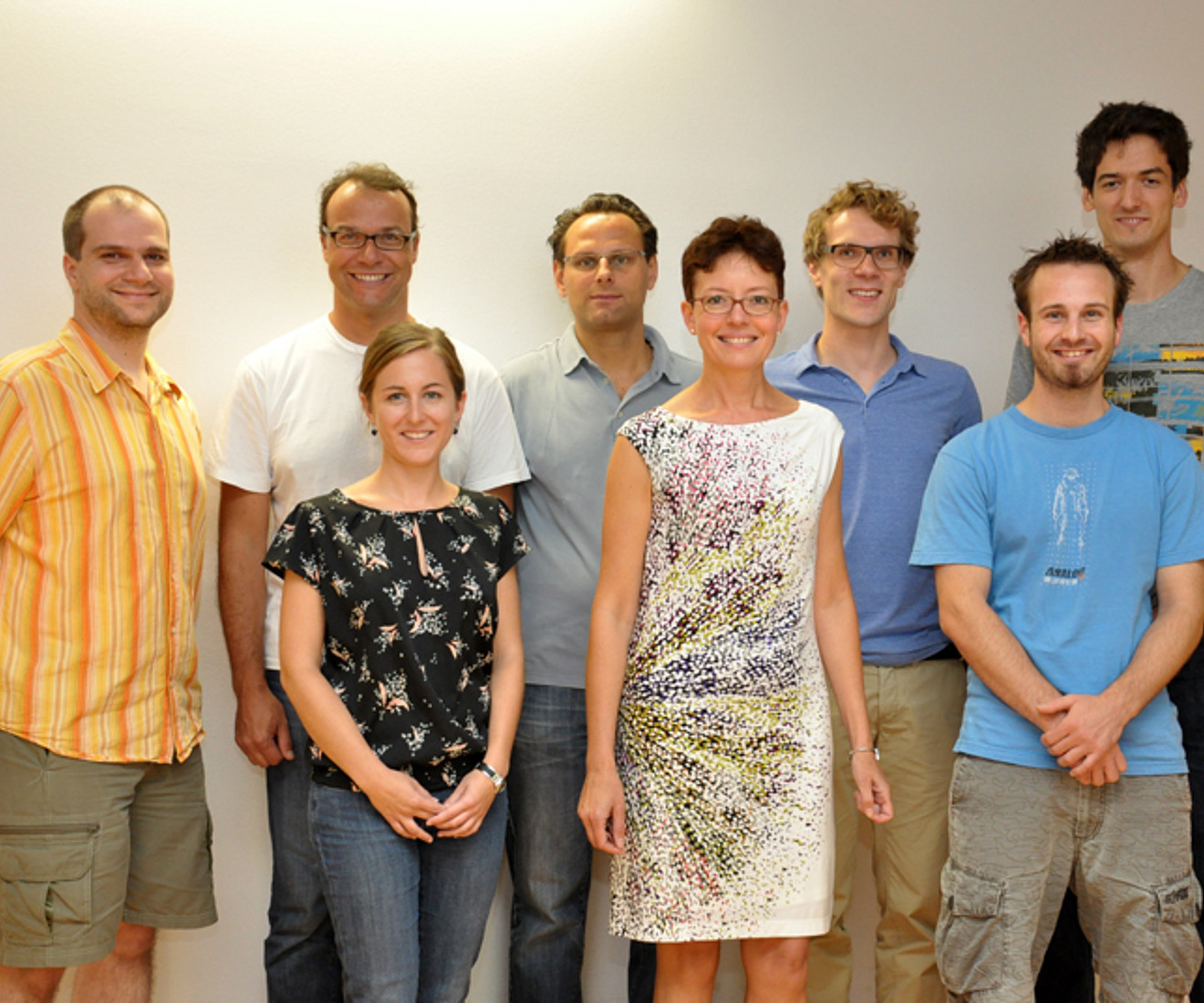 Stefan Schild (Uni Graz), Rolf Breinbauer (TU Graz), Kathrin Herzog (Med Uni Graz), Christoph Högenauer (Med Uni Graz), Ellen Zechner (Uni Graz), Georg Schneditz (Uni Graz), Sandro Roier (Uni Graz) und Jakob Pletz (TU Graz). Foto: Uni Graz/IMB