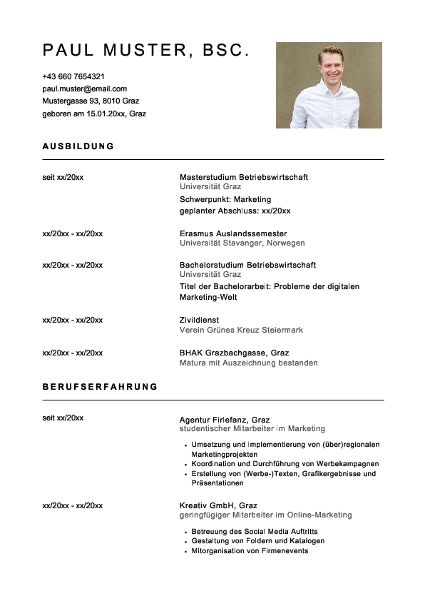 CV Vorlage 