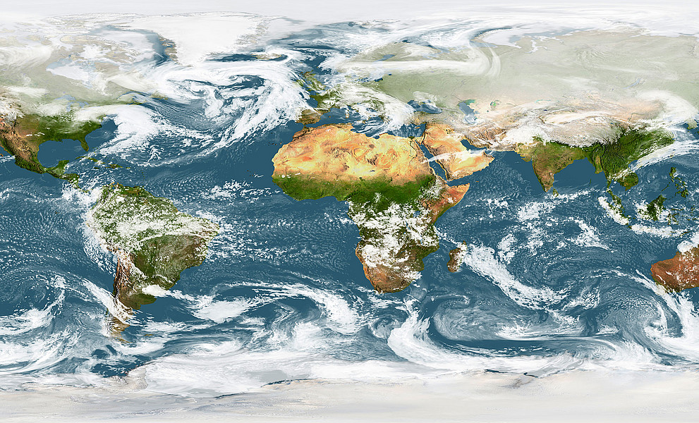 Satellitenaufnahme von der Welt mit Afrika im Zentrum