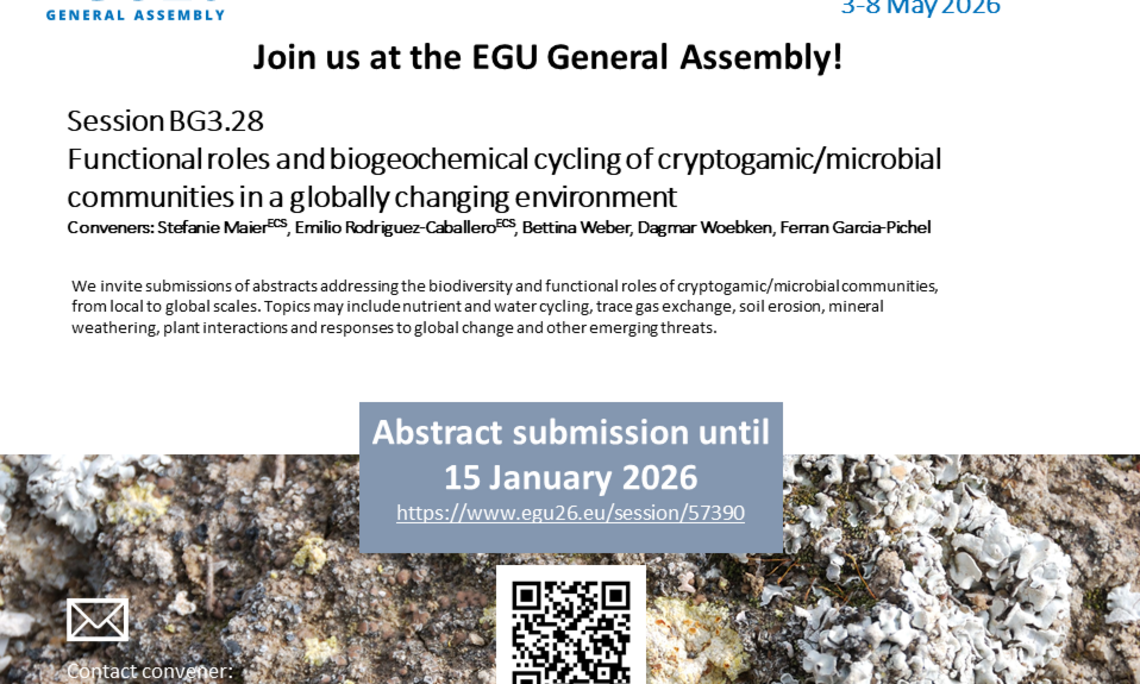 Session BG3.28 at EGU26 invites contributions on biodiversity and functional roles of cryptogamic or microbial communities from local to global scales.