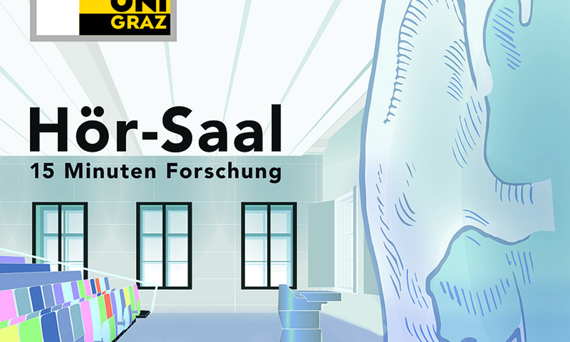 Den Wissenschaftspodcast "HörSaal: 15 Minuten Forschung" gibt es auf UniTube sowie verschiedenen Plattformen, etwa Spotify oder Apple Podcasts, zu hören bzw. zu abonnieren. Sujet: Uni Graz/Roman Klug.