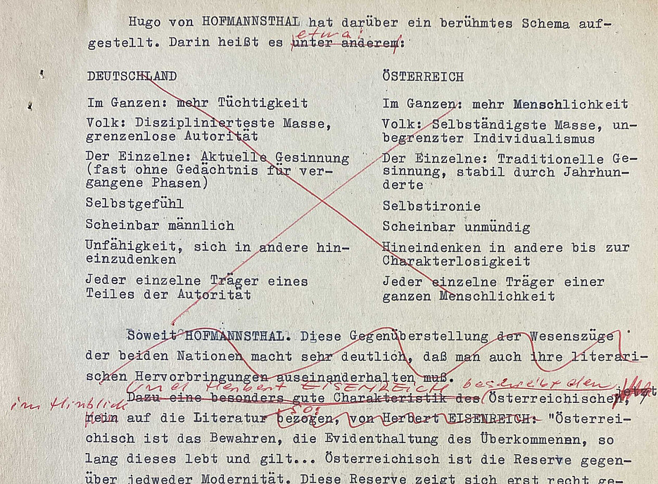 Typoskript „Csokor – Matthäus. Jandl – Anweisungen für Waldläufer” 