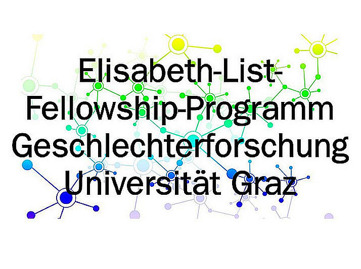 Name des Projekts und im Hintergrund sind bunte Farbkleckse ©Uni Graz, Elisabeth-List-Fellowship