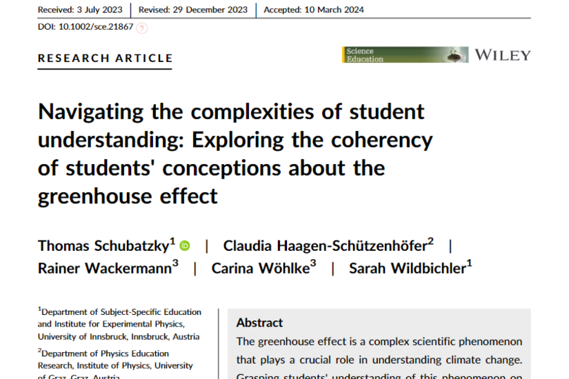 Bildausschnit aus dem Artikel “Navigating the complexities of student understanding: Exploring the coherency of students' conceptions about the greenhouse effect” - Uni Graz/Obczovsky