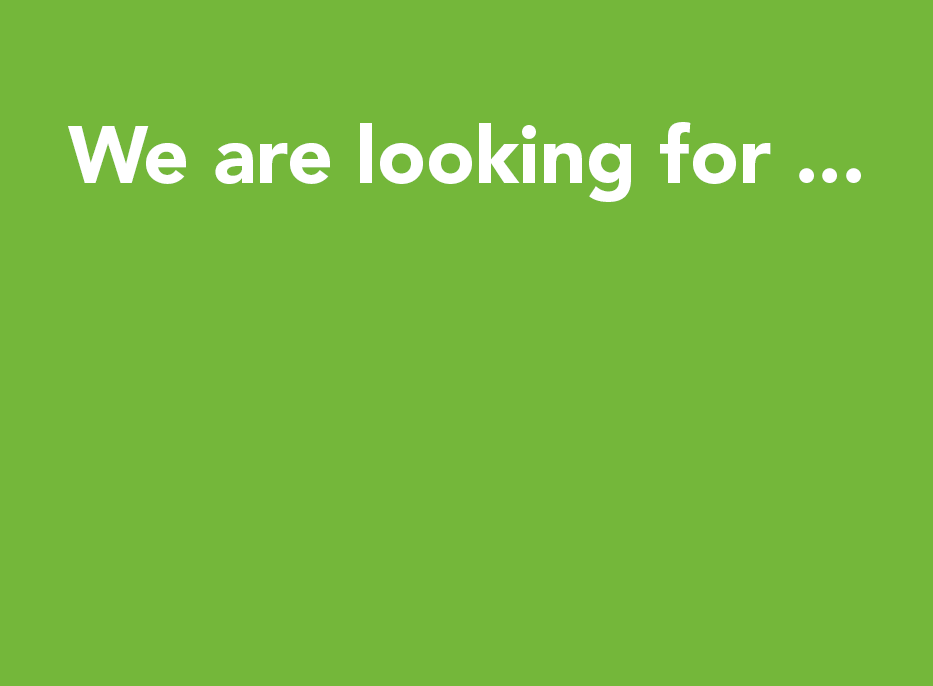 "We are looking for ..." in white on a green background ©Uni Graz/Wegener Center