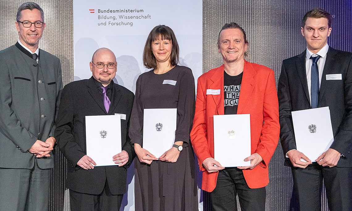 Sektionschef Elmar Pichl, Christian Spielhofer, Antonia Schirgi, Gerald Pichler, und Andreas Reicher (v.l.). Foto: Lusser