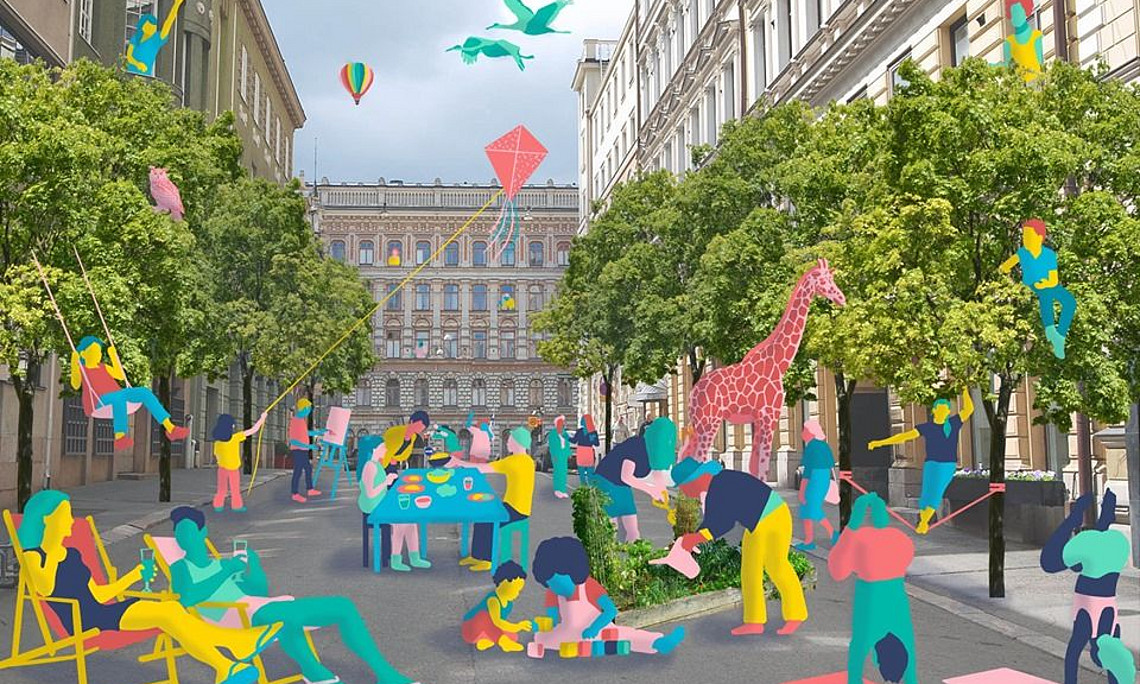 "Als die Autos die Stadt verließen", Forum Stadtpark 2019, Illustration: Coline Robin