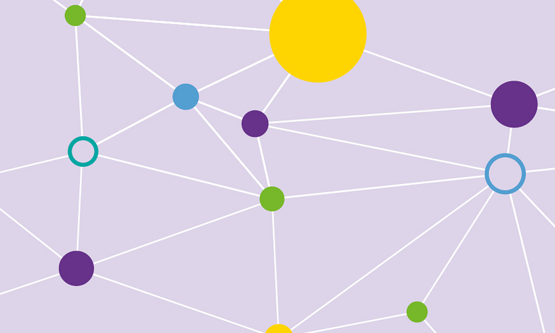 Netzgrafik mit Verbindungslinien und Punkten