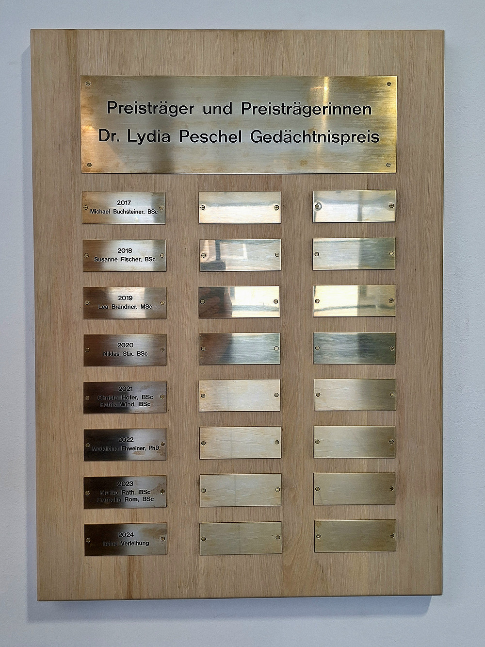 Lydia M. Peschel PreisträgerInnen Tafel 