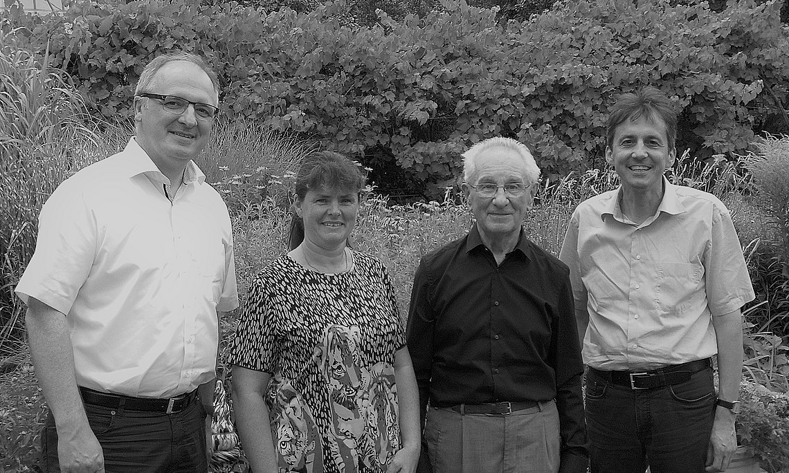Prof. Dr. Christoph Heil, Patricia Brumüller (Redemptoristenkloster Eggenburg), Prof. Dr. Franz Zeilinger, Prof. DDr. Reinhold Esterbauer im Juli 2017. Foto: Siegfried Kager