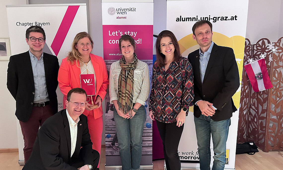 Gruppenfoto der Chapterleiter:innen und Andreas Haidenthaler, 6 Personen