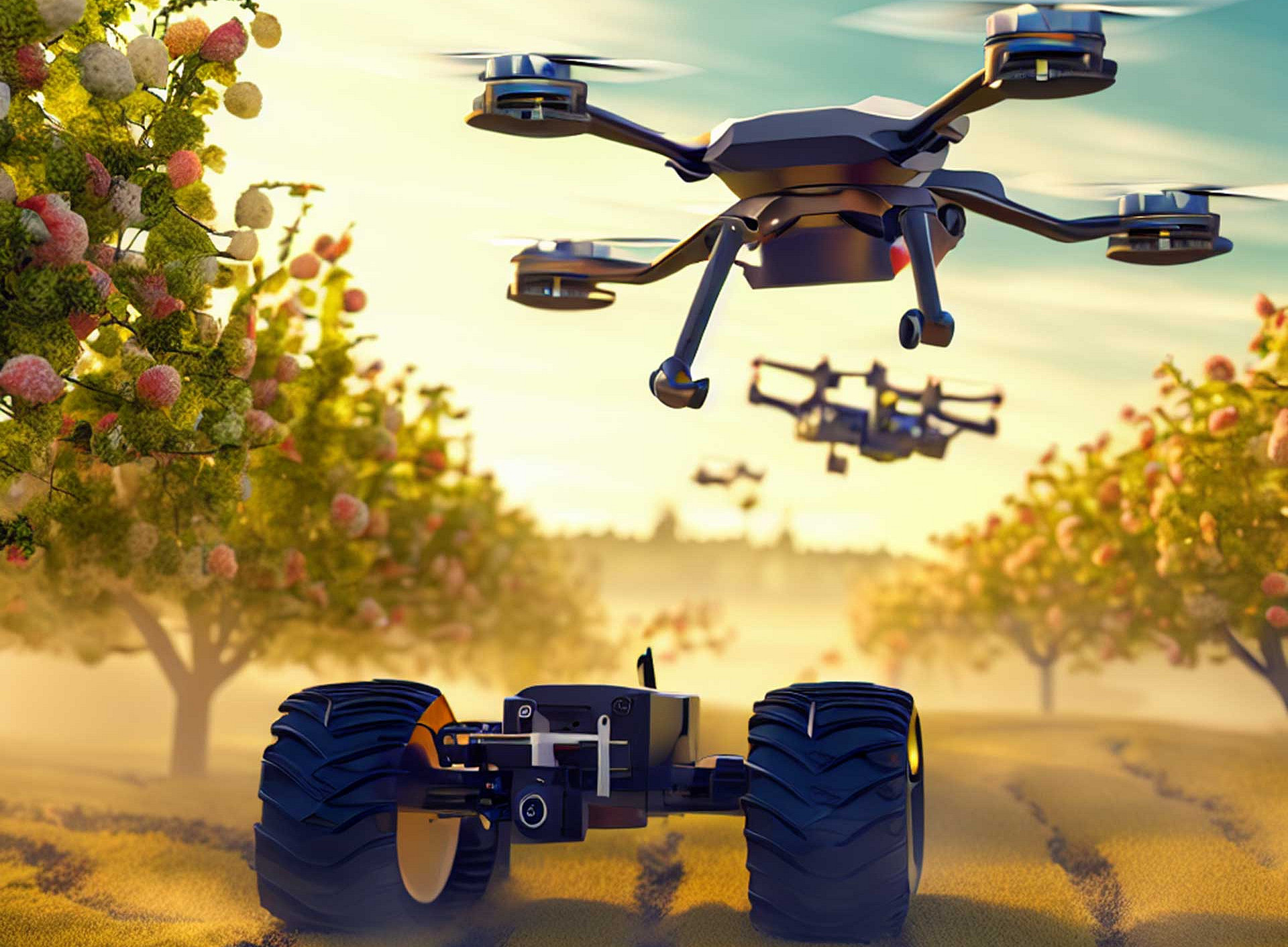 Grafik: Drohnen im Obstgarten 