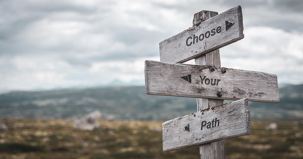 choose your path text engraved on wooden signpost outdoors in nature ©By Jon Anders Wiken; stock.adobe.com