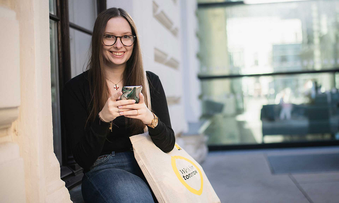 Student with cell phone