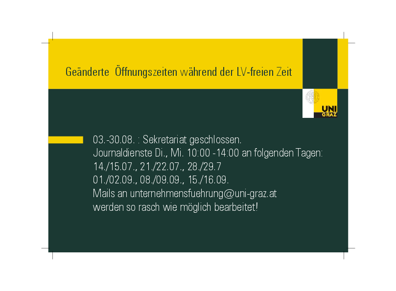 Öffnungszeiten Sommer 2026 