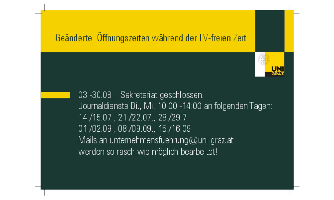 Öffnungszeiten Sommer 2026