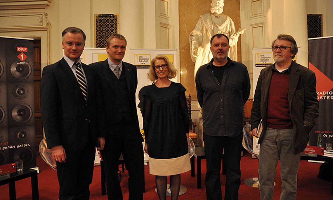 Am Podium: Müller, Müller-Putz, Nöstlinger, Leytner und Strasser (v. l.)