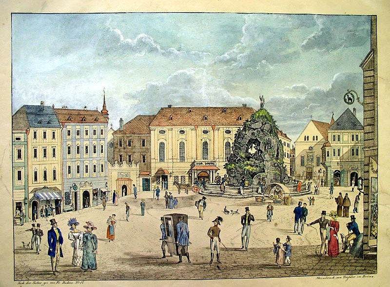 Franz Richter: Der Parnass auf dem Krautmarkte, 1827 (Blick auf die Redoute, Museum der Stadt Brünn, Inv.nr. 2245) ©Museum der Stadt Brünn, Inv.nr. 2245