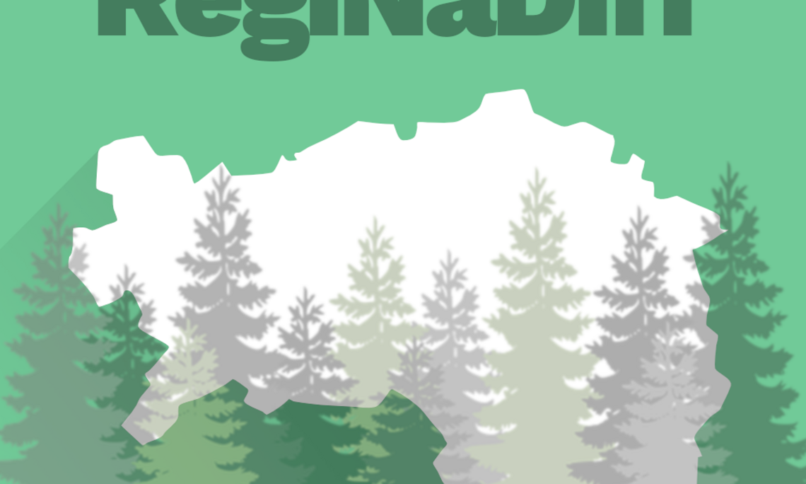 Logo RegiNaDiff_Steiermarklandkartenumriss und Bäume